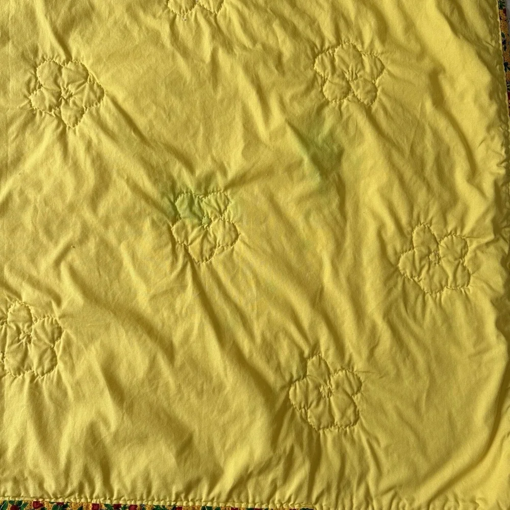 Vintage Disney Pinocchio Yellow Handmade Flower Bedding Blanket Quilt Toddler
